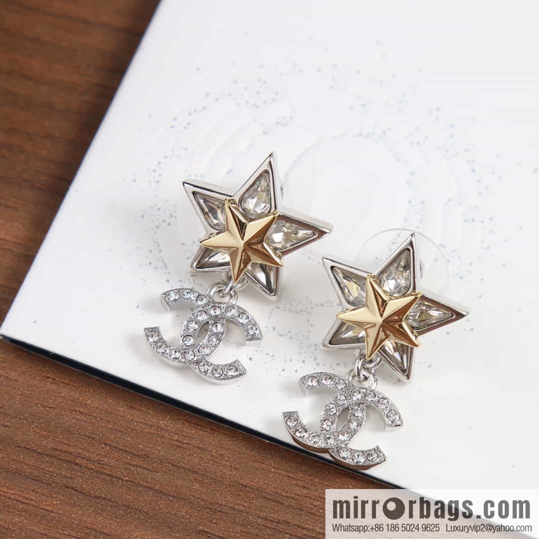 New ☑️ Chanel c2 full diamond double c pentagram earrings