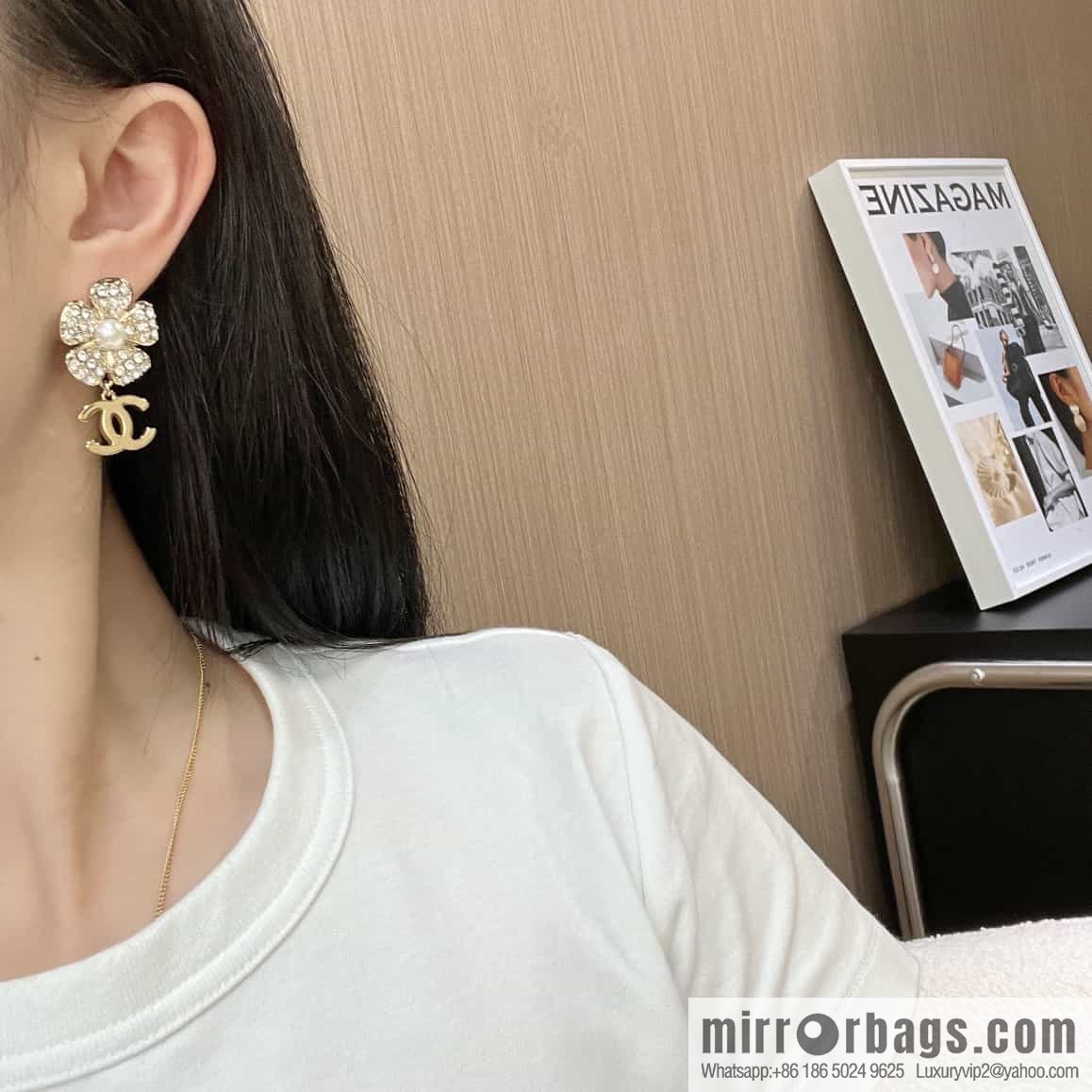 New ☑️ Chanel C2 double c full diamond flower pot stud earrings