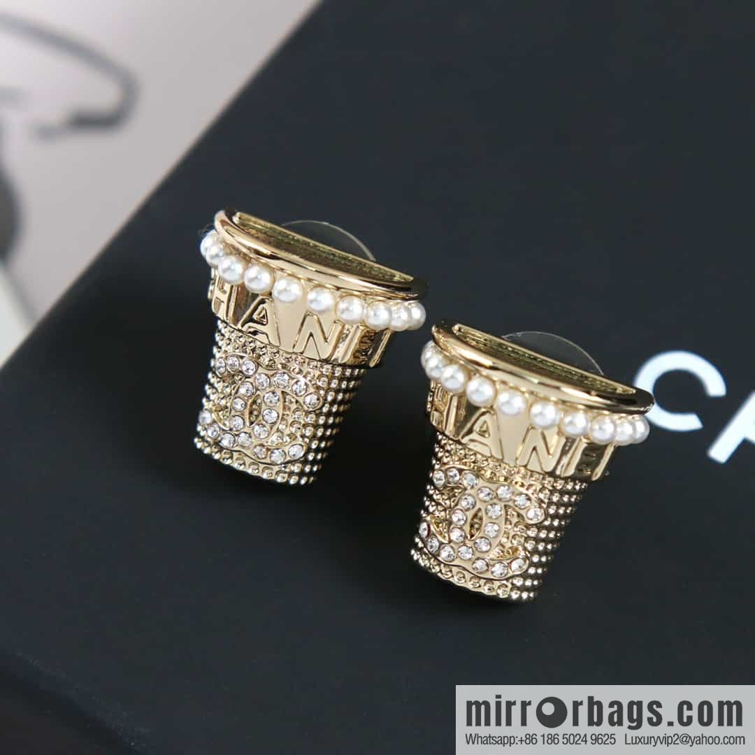 New ☑️ Chanel C1 double c full diamond flower pot stud earrings