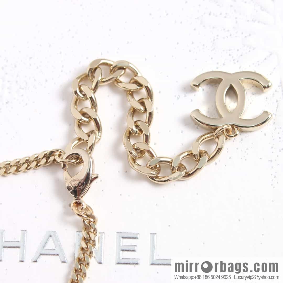 New ☑️ Chanel Full Diamond Double C Flower Pearl Necklace