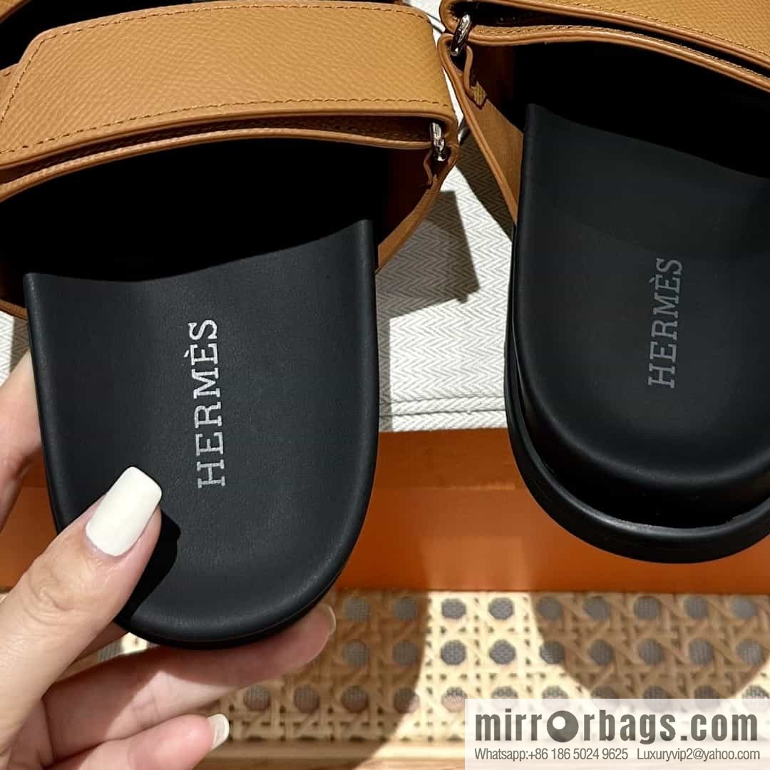 Hermes Hermès imported Italian European original A ➕ leather outsole women's sandals