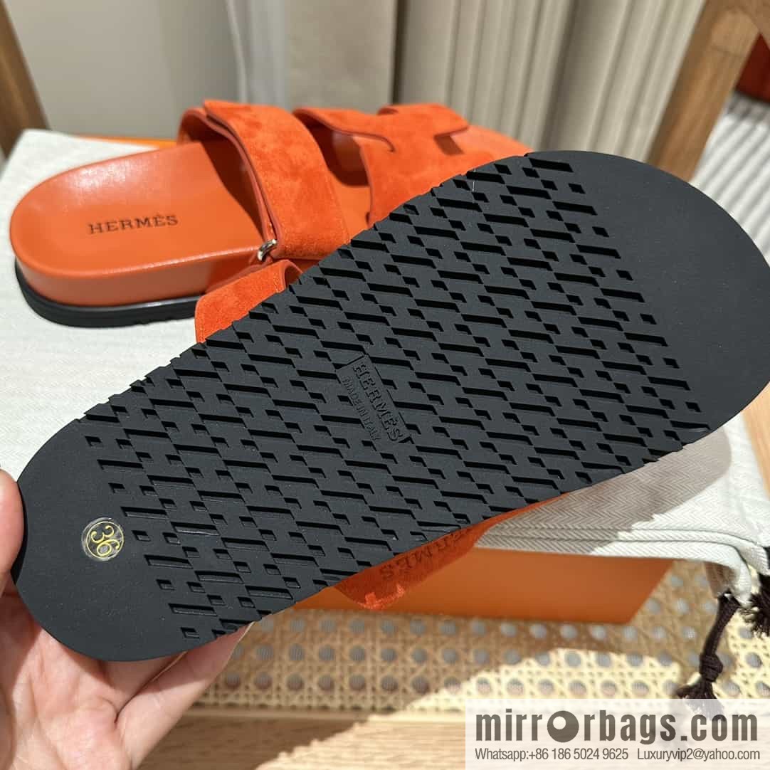 Hermes Hermès imported Italian European original A ➕ leather outsole women's sandals