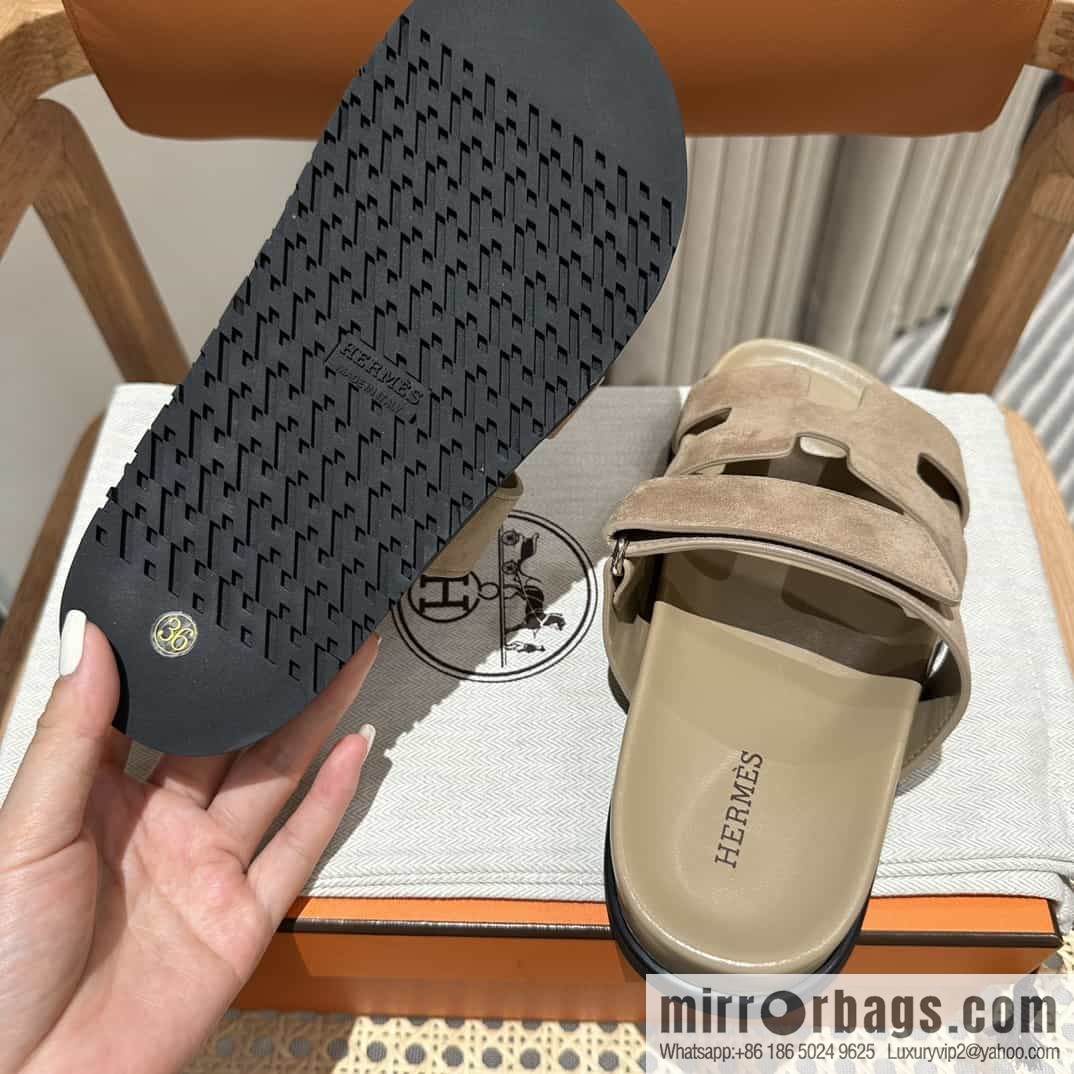 Hermes Hermès imported Italian European original A ➕ leather outsole women's sandals