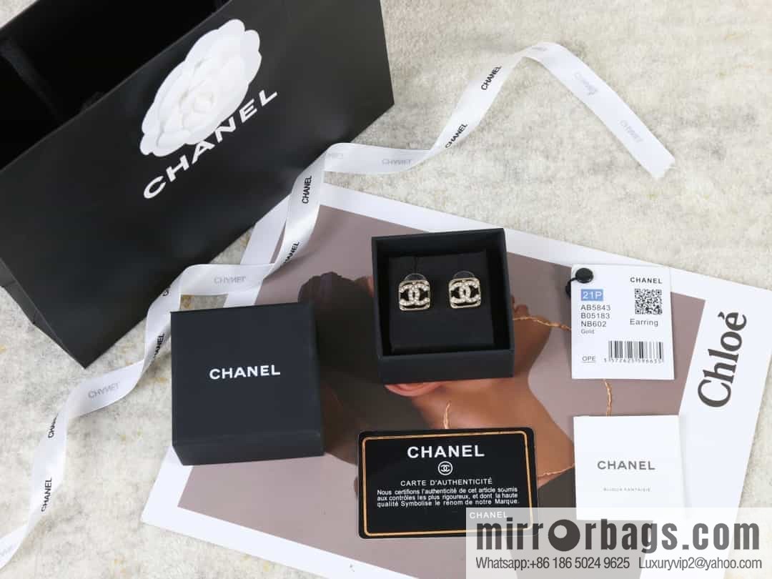 New ☑️ Chanel c1 double c cut-out full diamond stud earrings