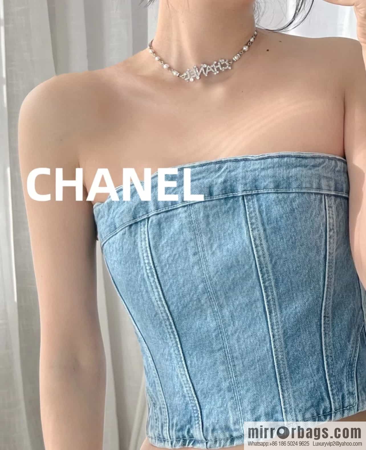 New ☑️ Chanel silver 23p pearl full diamond letter necklace
