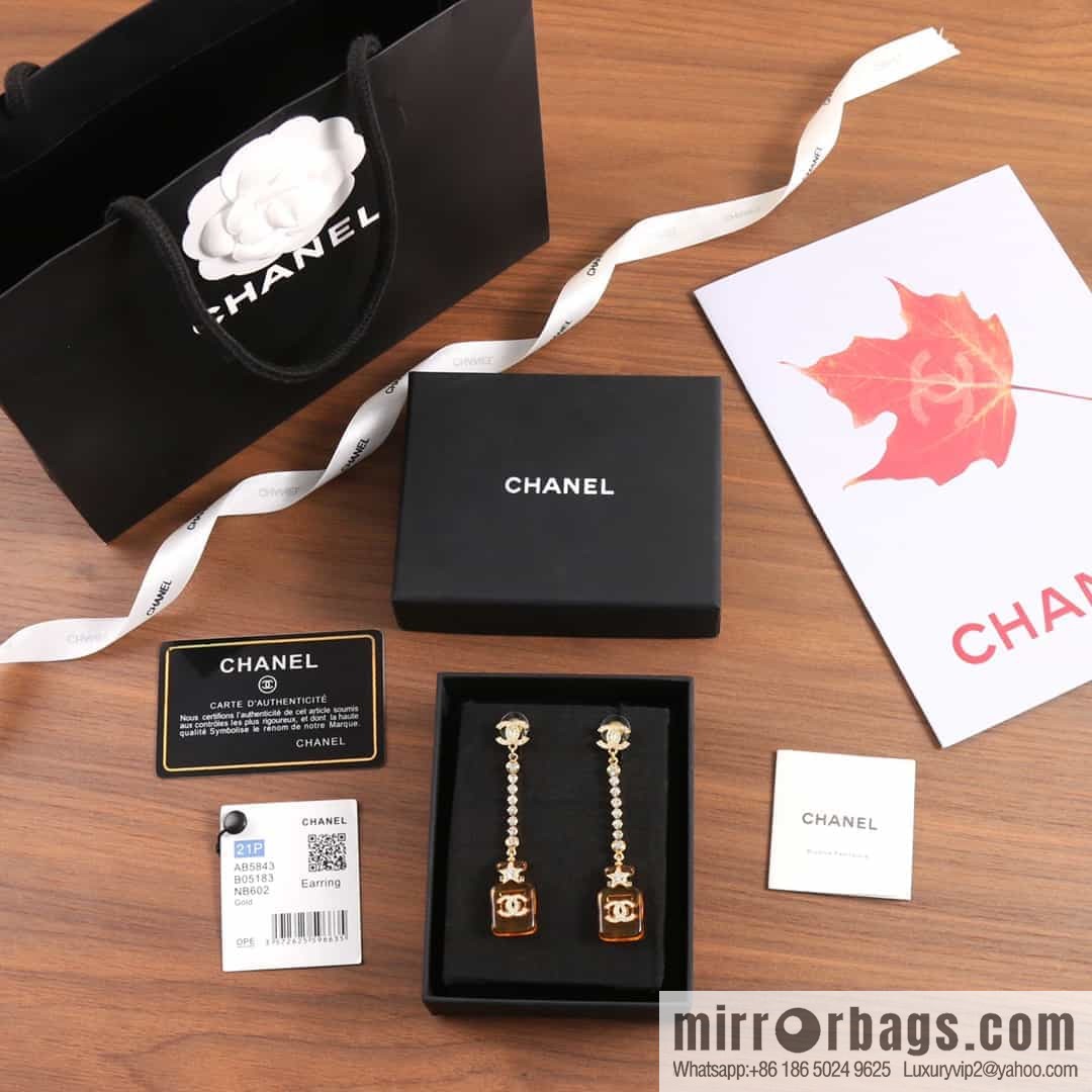 New ☑️ Chanel c2 double c yellow perfume bottle stud earrings