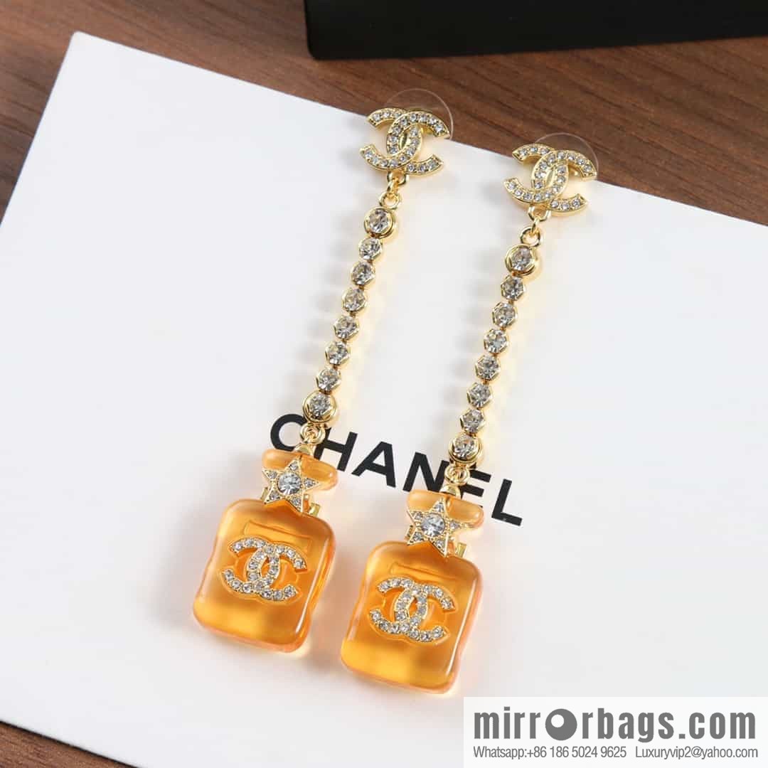 New ☑️ Chanel c2 double c yellow perfume bottle stud earrings