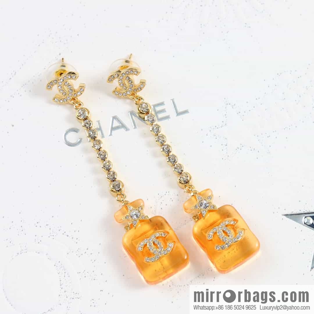 New ☑️ Chanel c2 double c yellow perfume bottle stud earrings