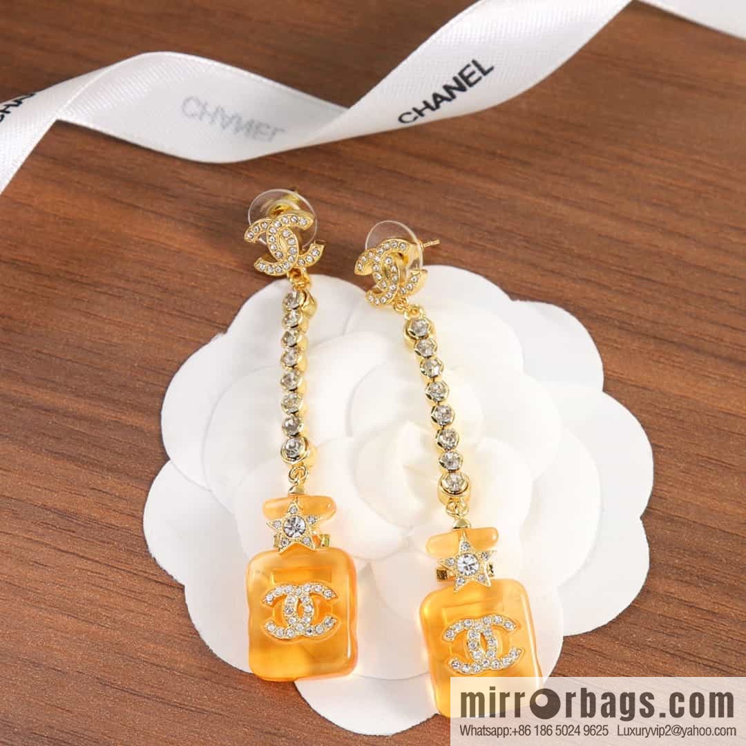 New ☑️ Chanel c2 double c yellow perfume bottle stud earrings