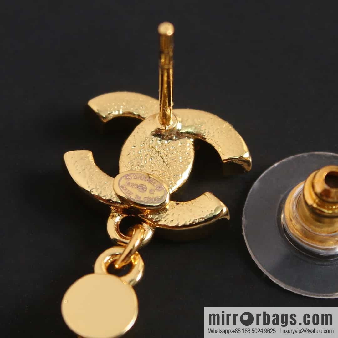 New ☑️ Chanel c2 double c yellow perfume bottle stud earrings