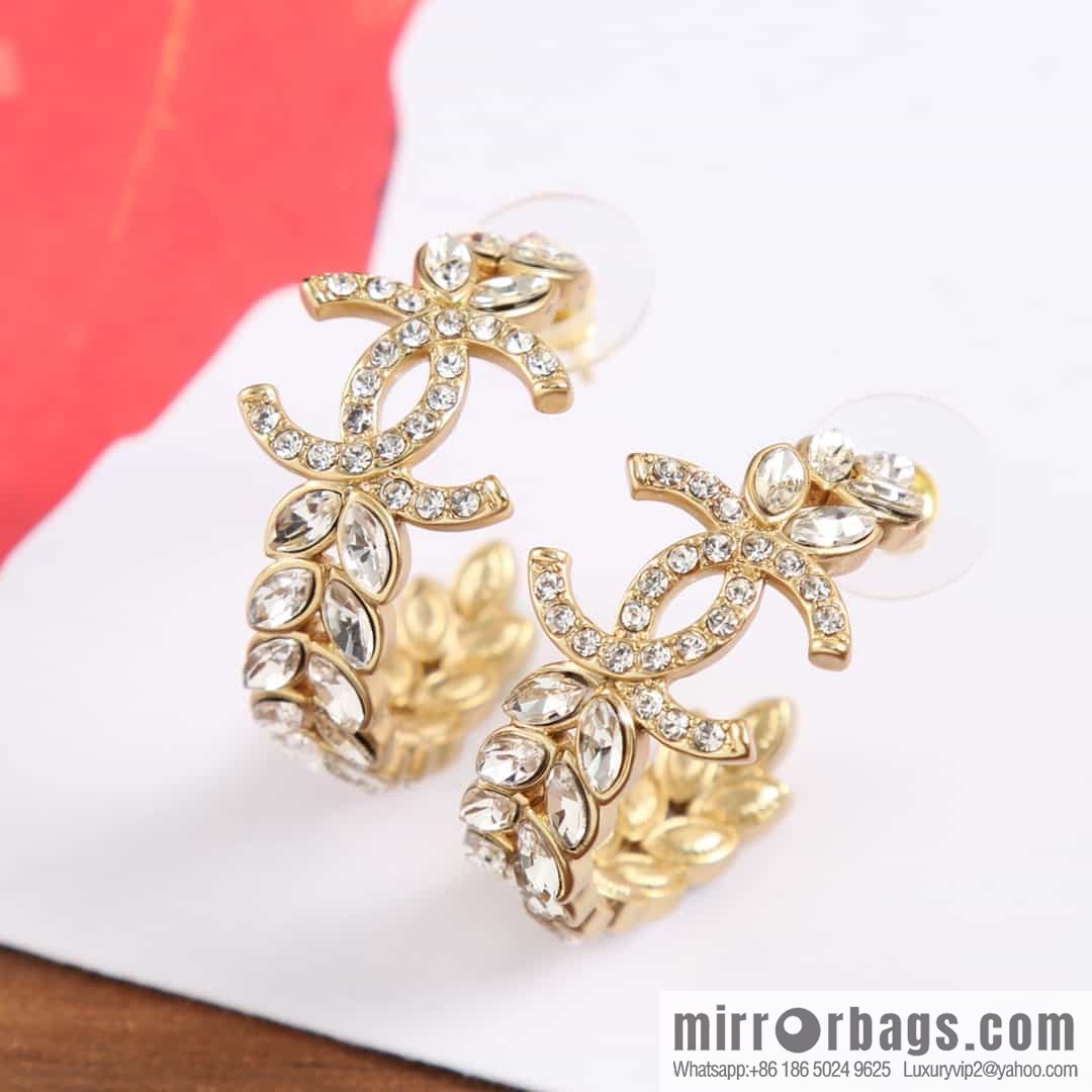 New ☑️ Chanel c1 double c semi-round wheat ear horse eye diamond earrings