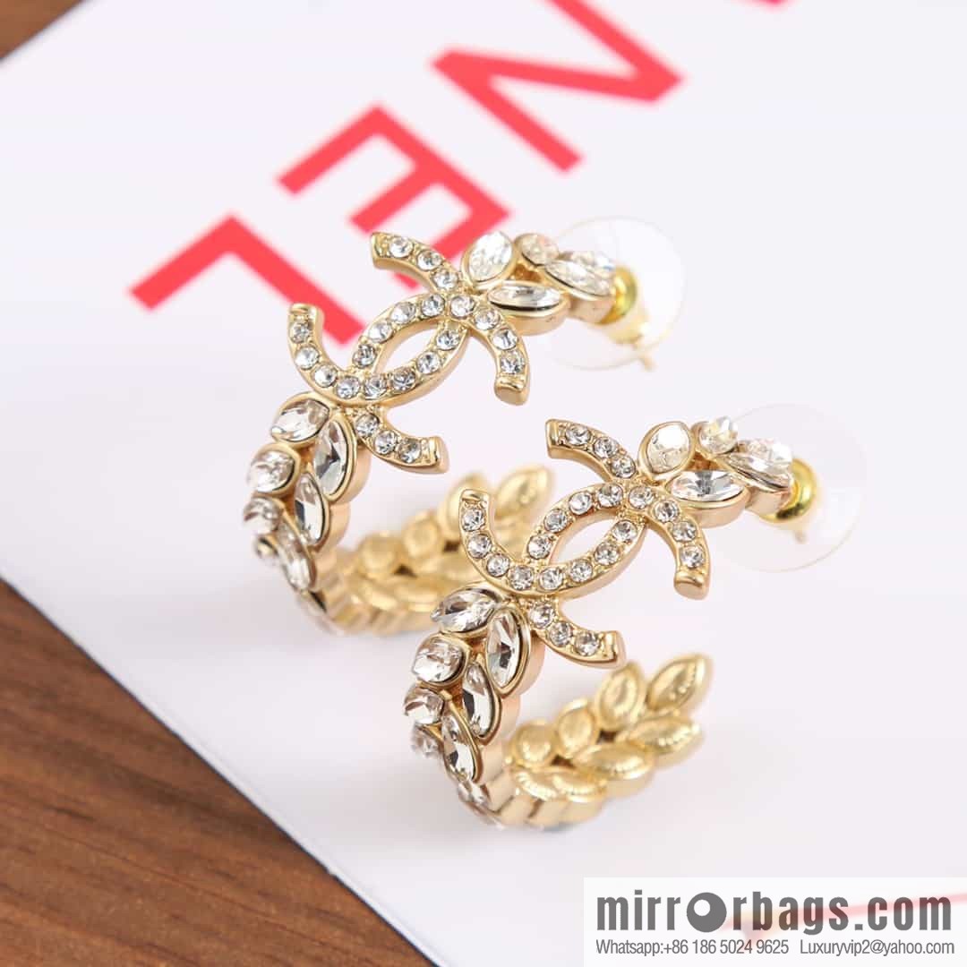 New ☑️ Chanel c1 double c semi-round wheat ear horse eye diamond earrings