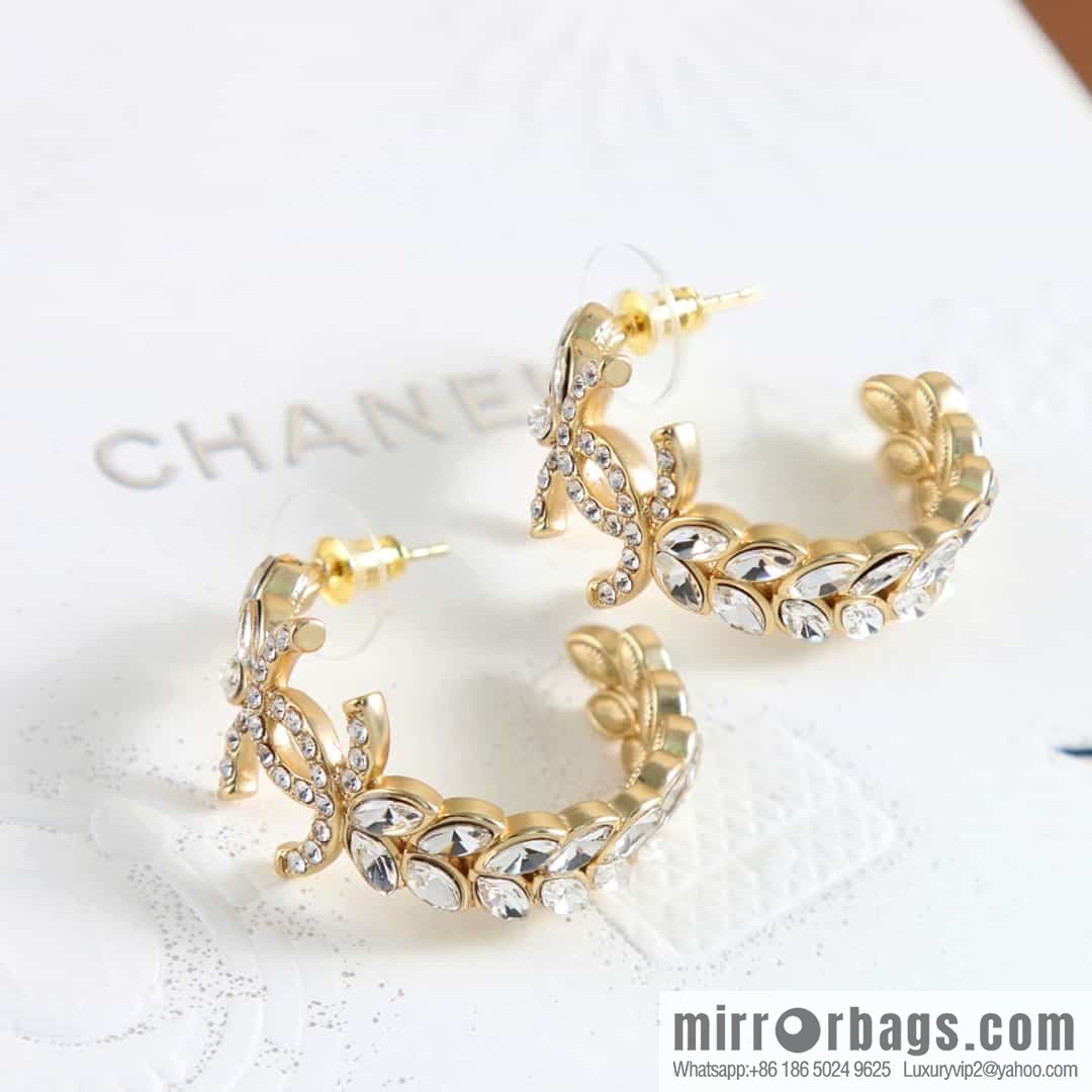 New ☑️ Chanel c1 double c semi-round wheat ear horse eye diamond earrings