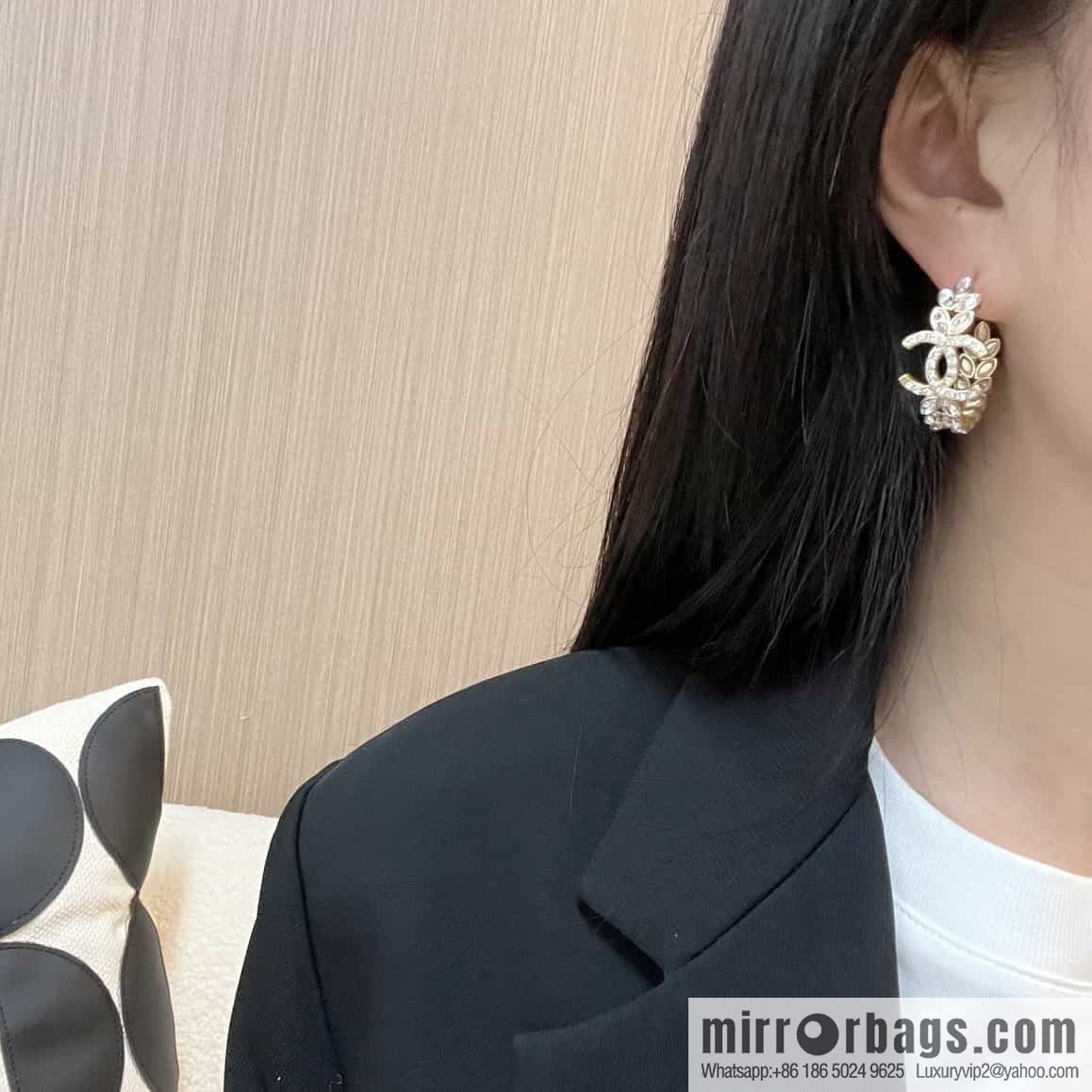New ☑️ Chanel c1 double c semi-round wheat ear horse eye diamond earrings