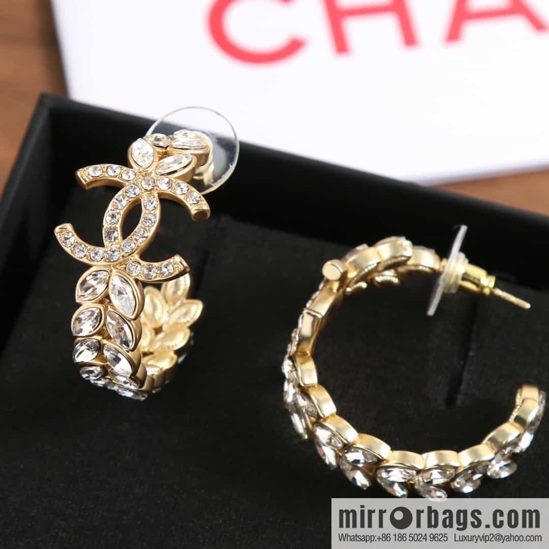 New ☑️ Chanel c1 double c semi-round wheat ear horse eye diamond earrings