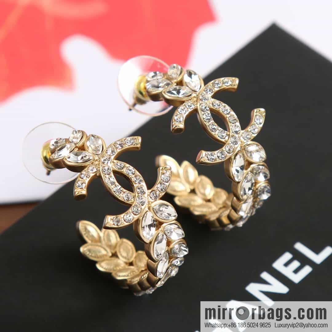 New ☑️ Chanel c1 double c semi-round wheat ear horse eye diamond earrings