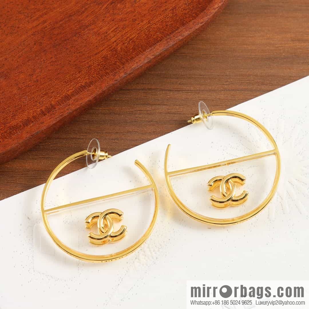 New ☑️ Chanel c1 double c semi-round acrylic stud earrings