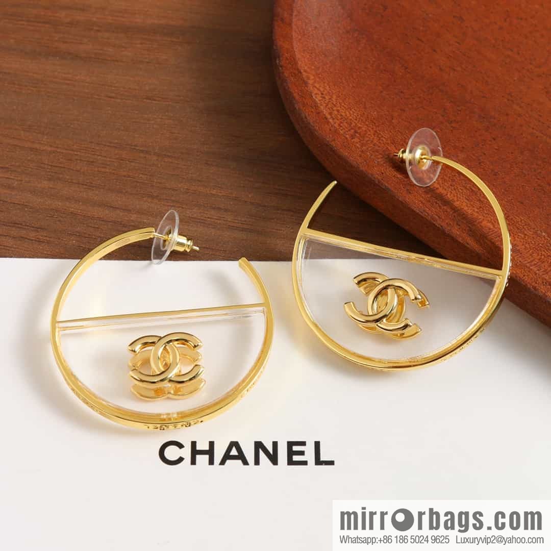 New ☑️ Chanel c1 double c semi-round acrylic stud earrings