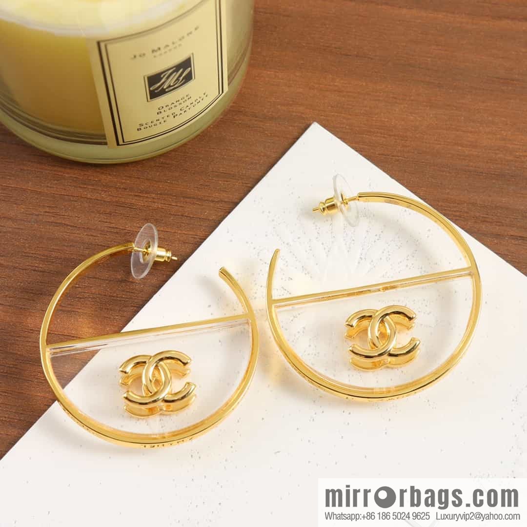 New ☑️ Chanel c1 double c semi-round acrylic stud earrings