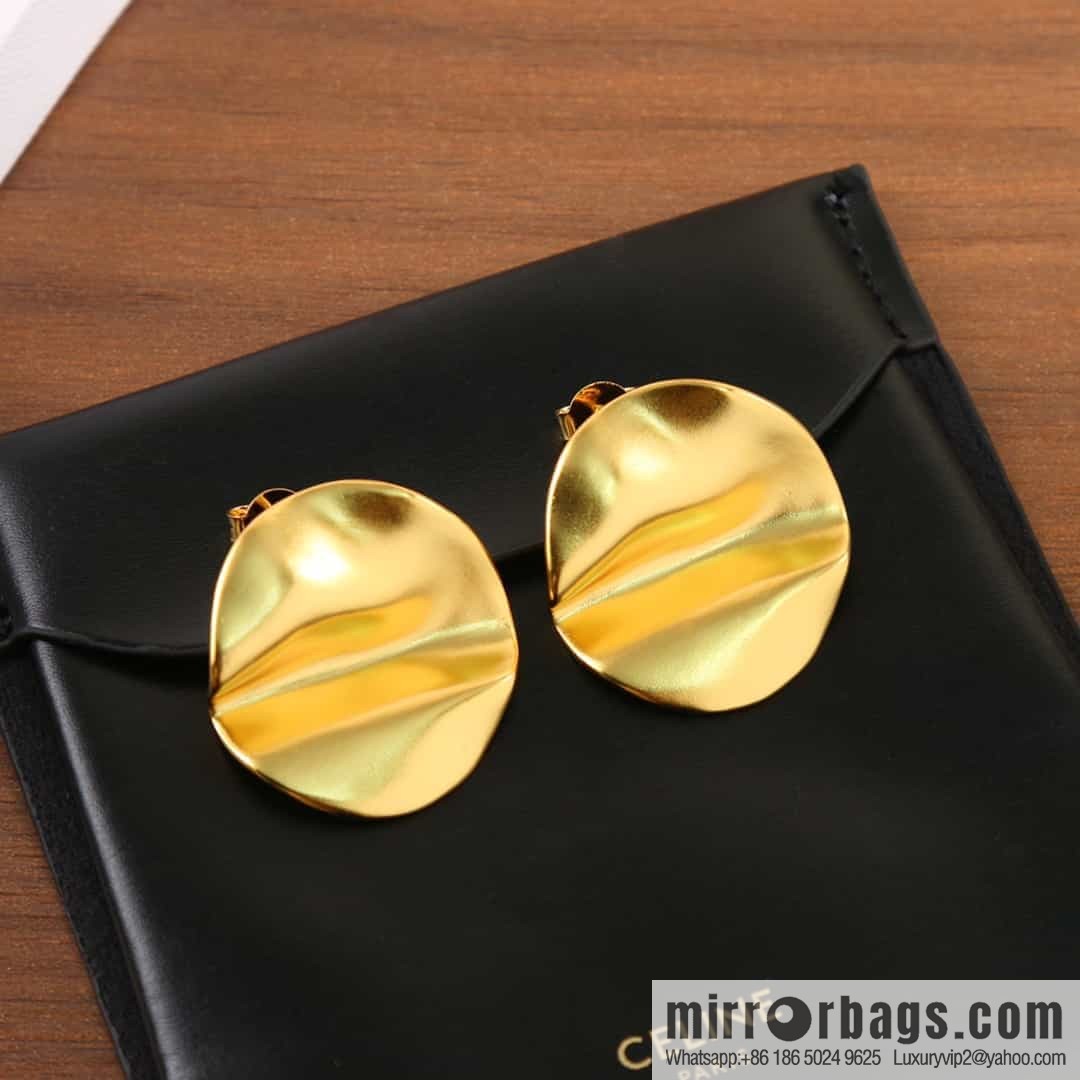 New ☑️ Celine concave convex gold stud earrings