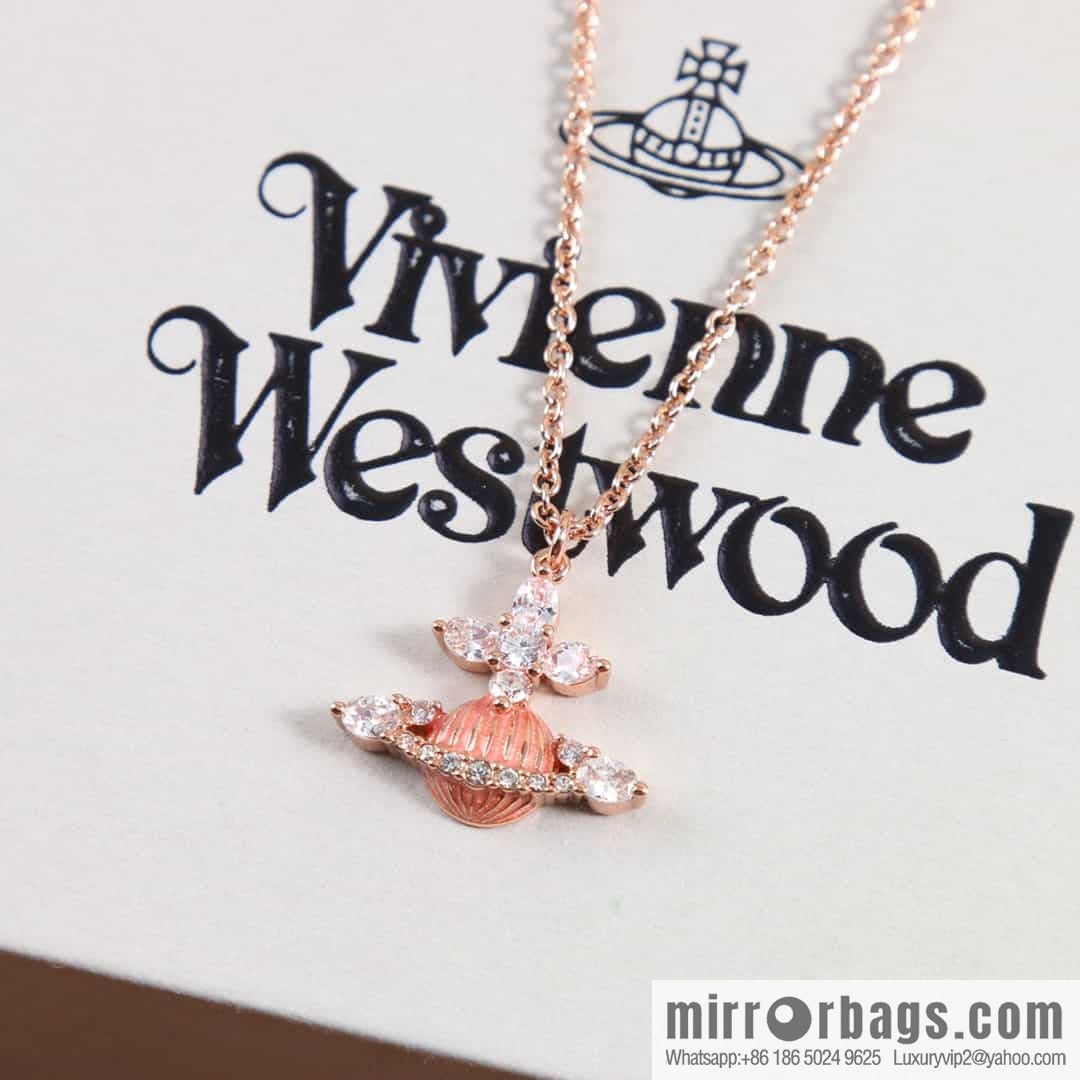 New ☑️ Vivienne Westwood pink Saturn necklace