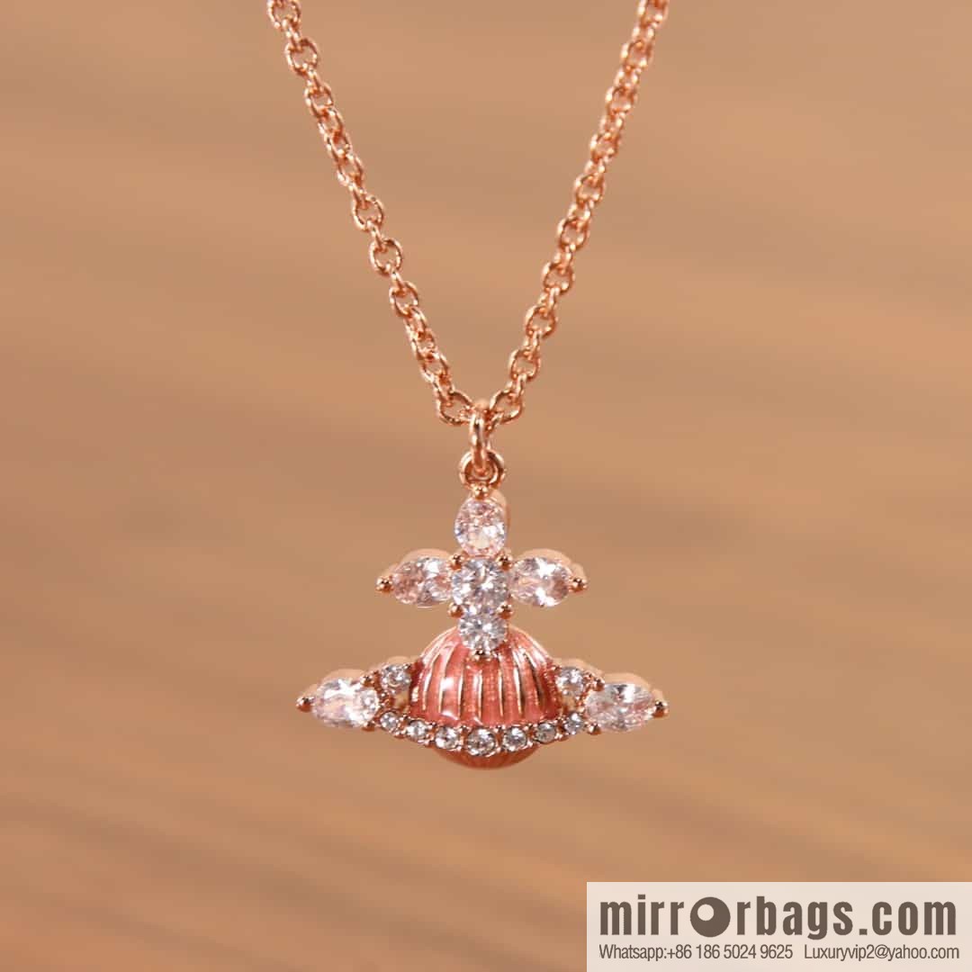 New ☑️ Vivienne Westwood pink Saturn necklace