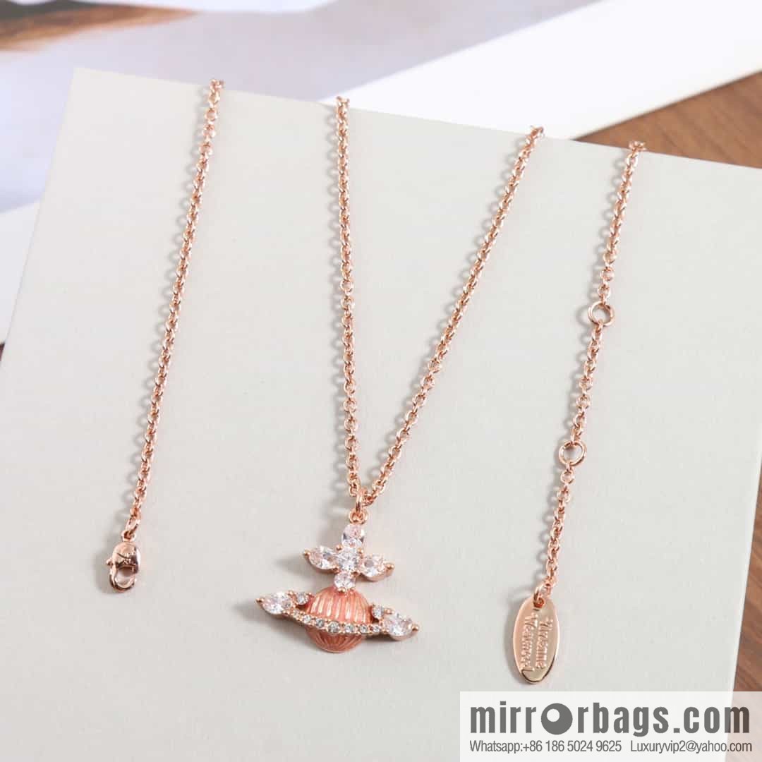 New ☑️ Vivienne Westwood pink Saturn necklace