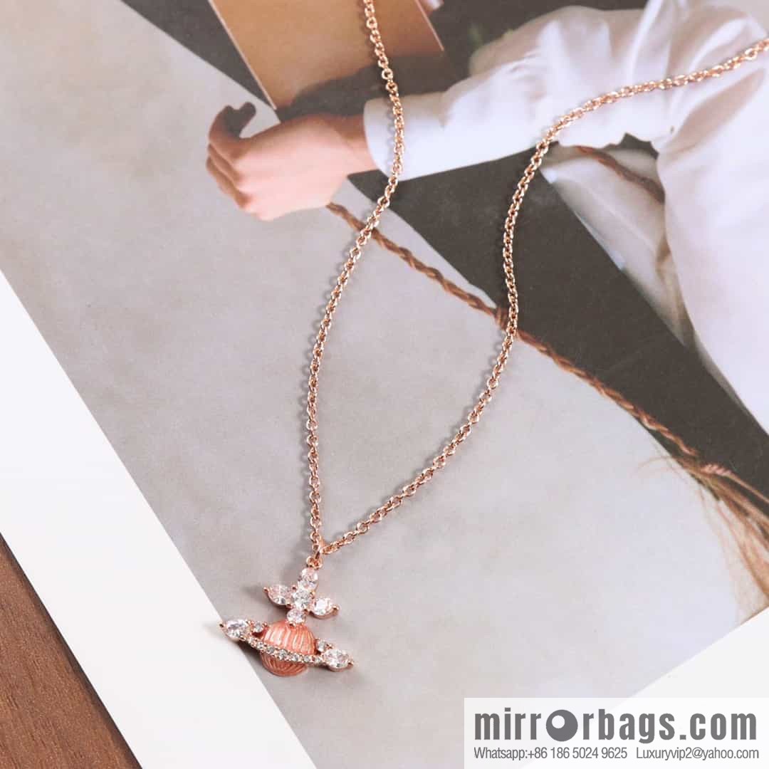 New ☑️ Vivienne Westwood pink Saturn necklace