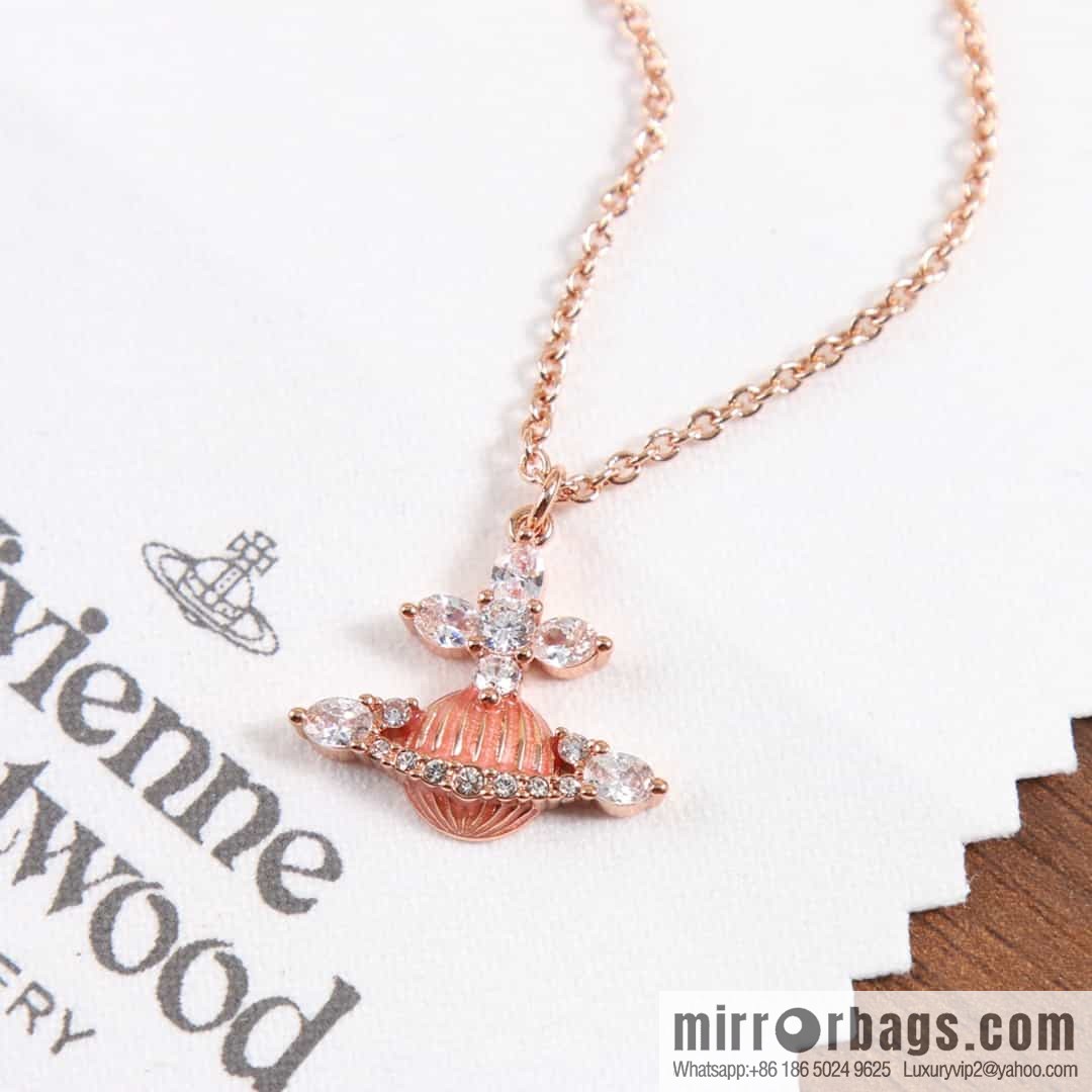 New ☑️ Vivienne Westwood pink Saturn necklace