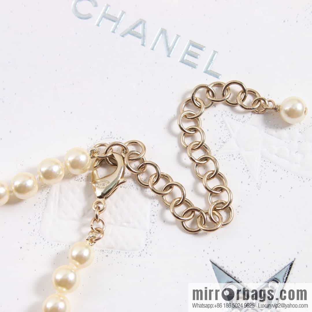 New ☑️ Chanel Double C Pentagram ⭐ Star Pearl Necklace