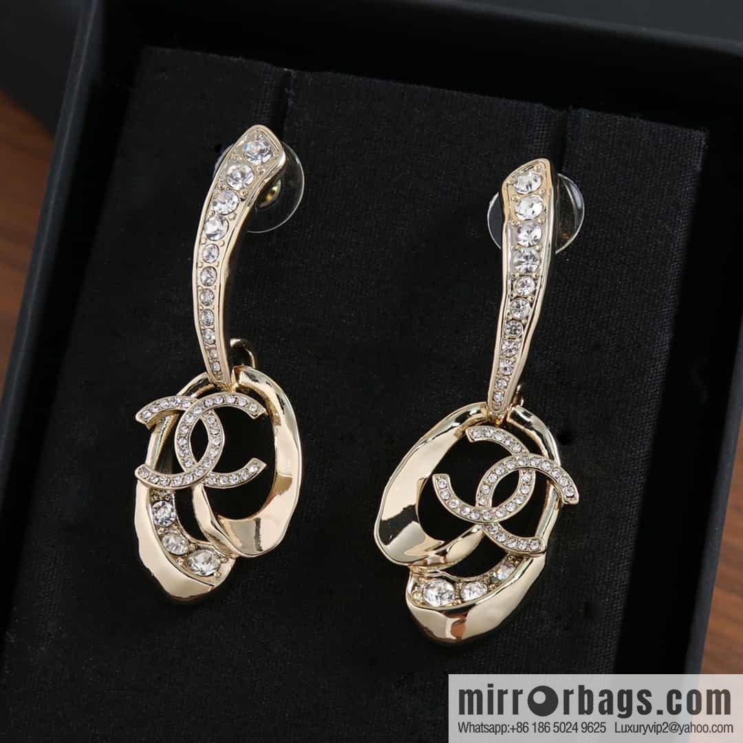 New ☑️ Chanel c2 double c oval hollow stud earrings