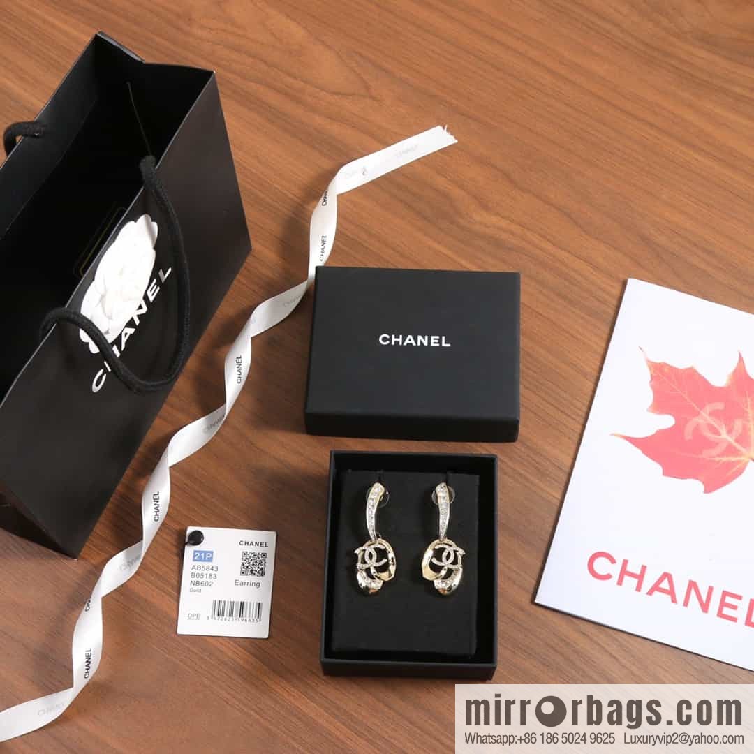 New ☑️ Chanel c2 double c oval hollow stud earrings