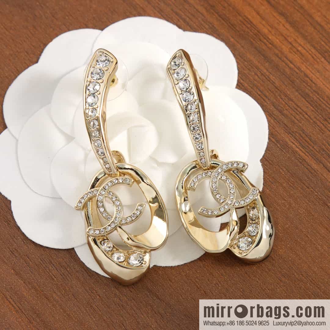 New ☑️ Chanel c2 double c oval hollow stud earrings