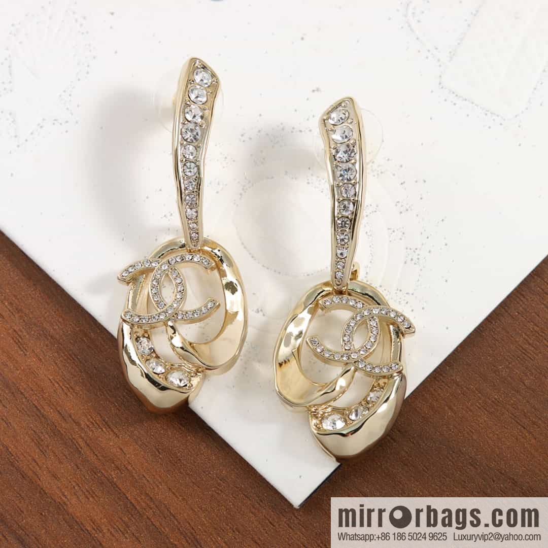 New ☑️ Chanel c2 double c oval hollow stud earrings