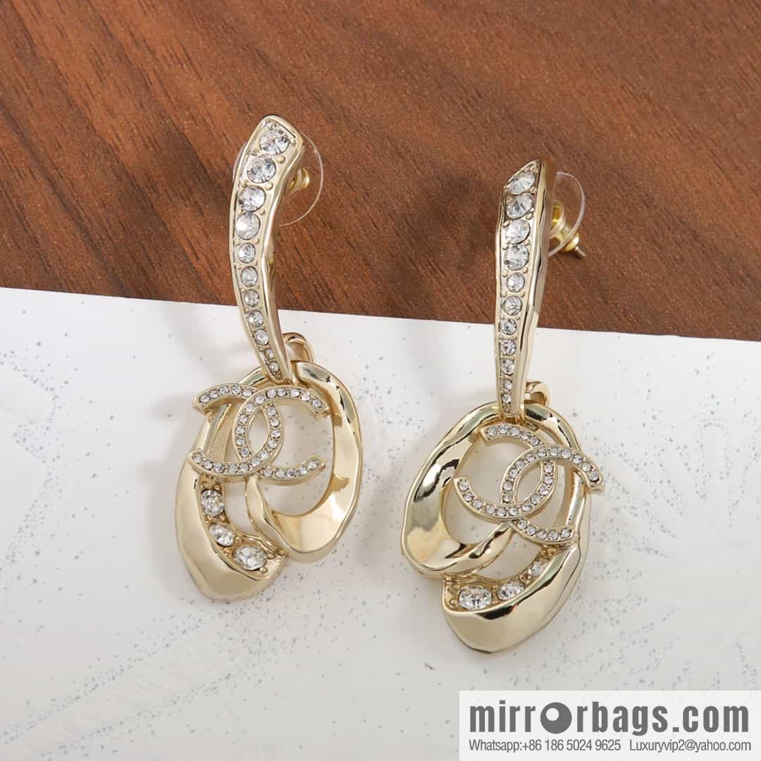 New ☑️ Chanel c2 double c oval hollow stud earrings