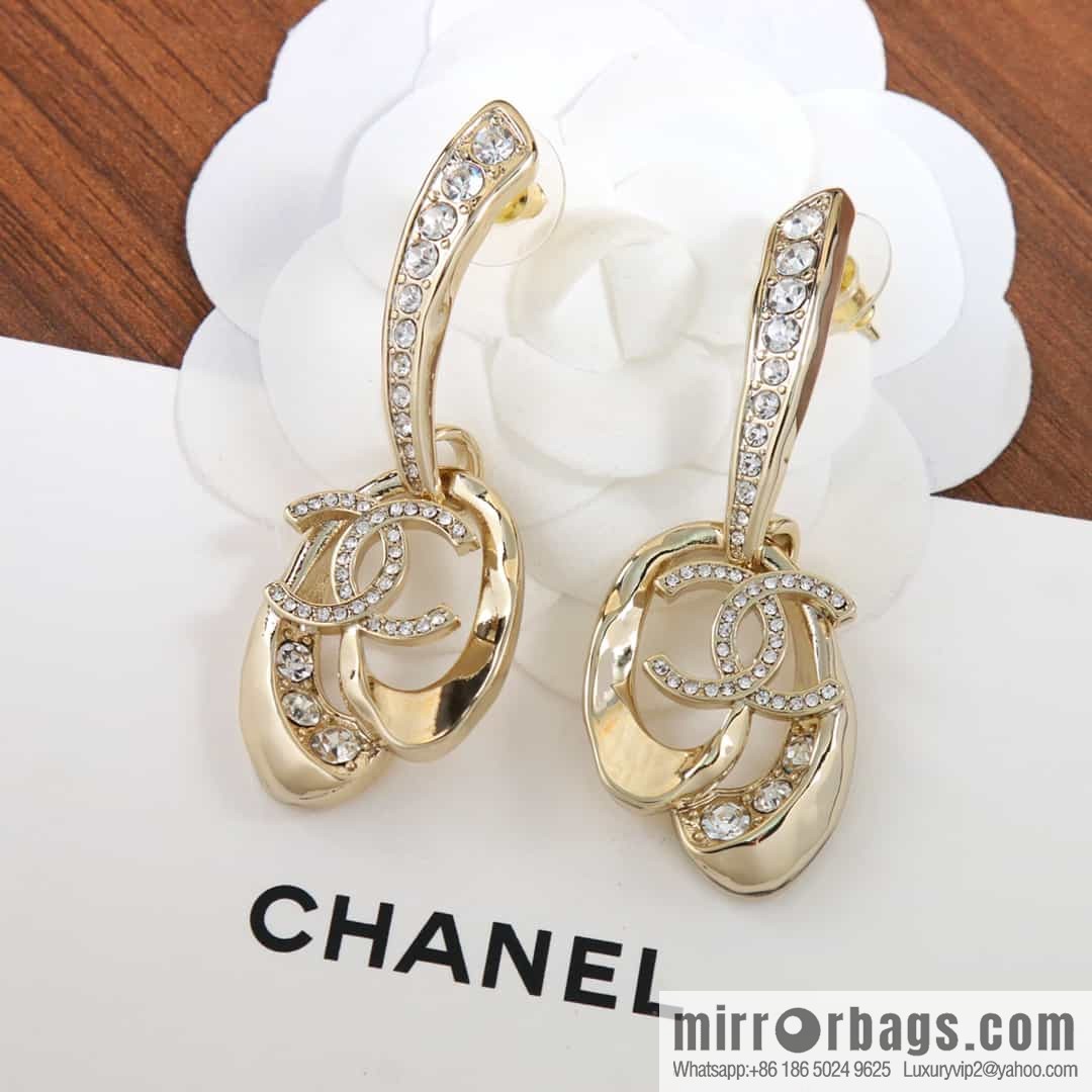 New ☑️ Chanel c2 double c oval hollow stud earrings