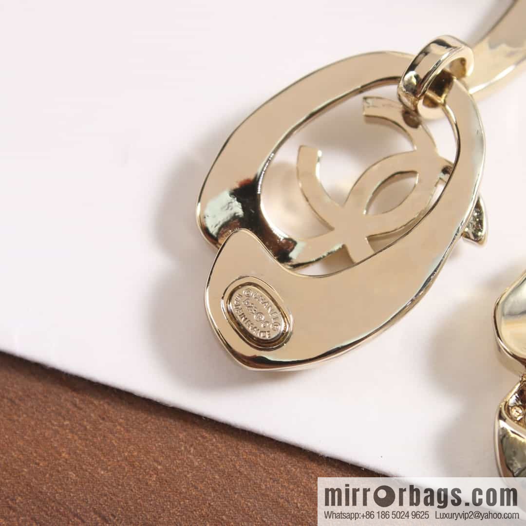 New ☑️ Chanel c2 double c oval hollow stud earrings