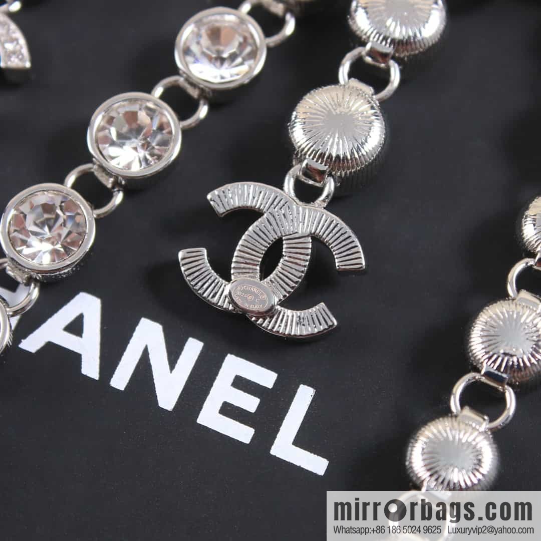 New ☑️ Chanel double c silver round diamond tassel long stud earrings