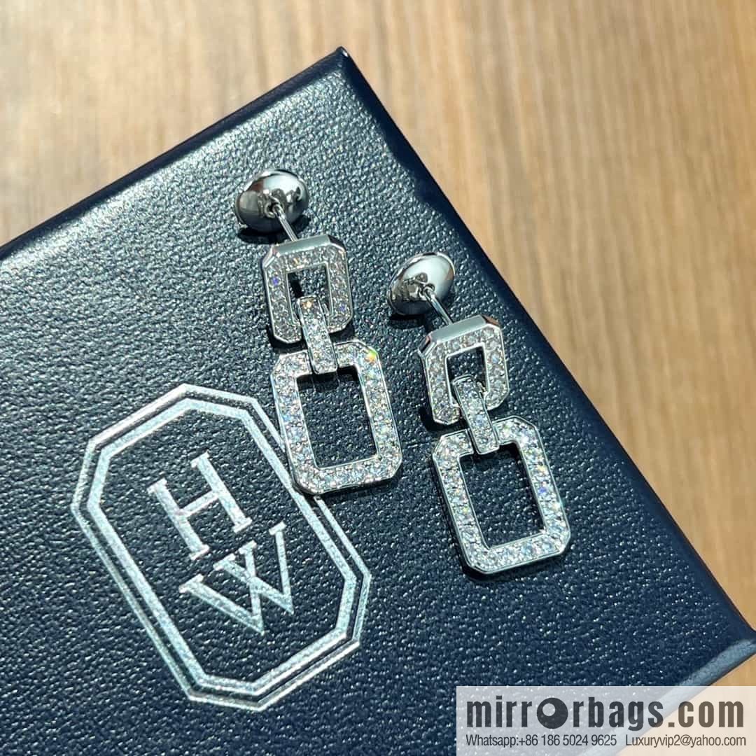 HARRY WINSTON HW Diamond square stud earrings