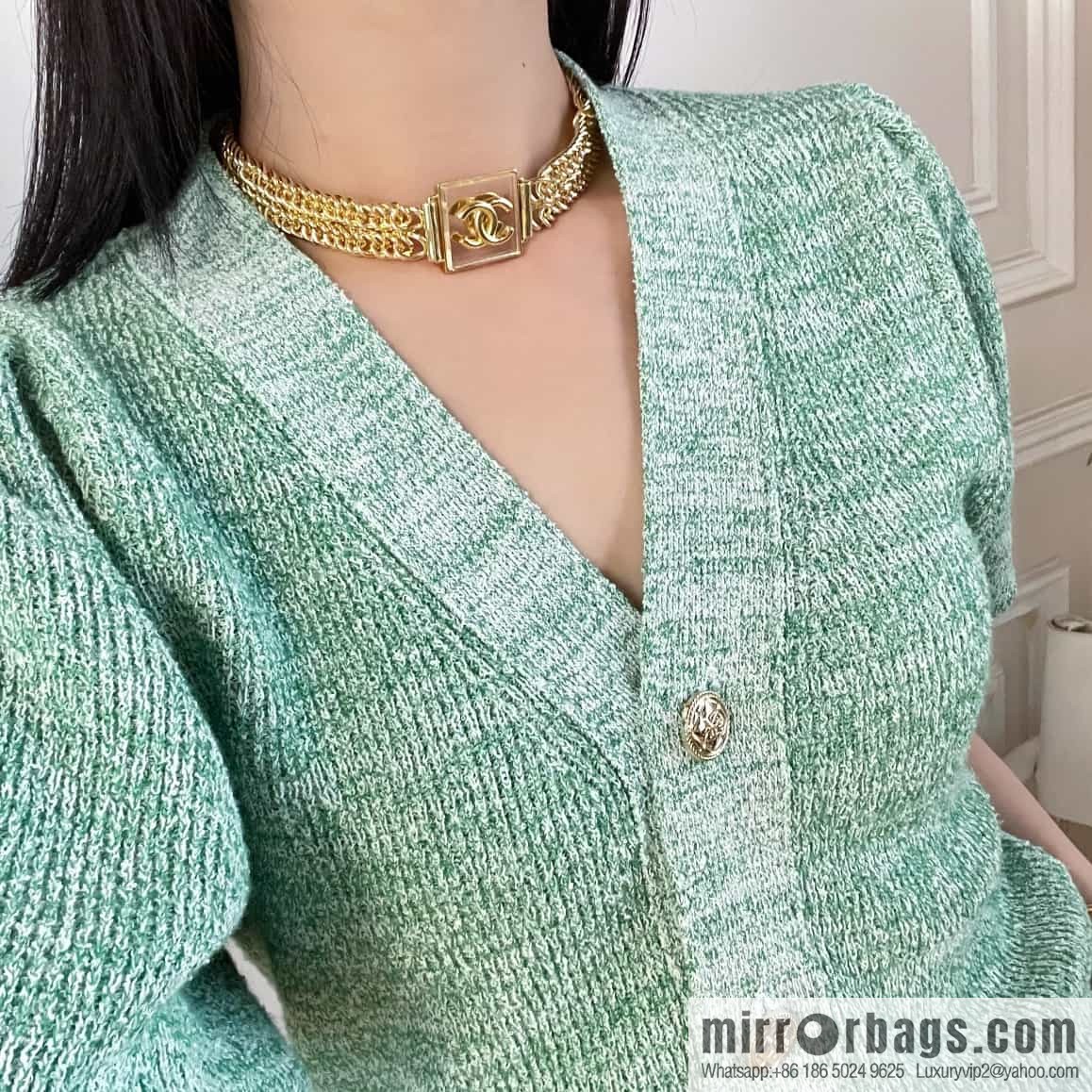 New ☑️ Chanel Double C Square Acrylic Gold Necklace Necklace