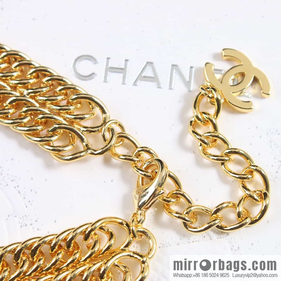 New ☑️ Chanel Double C Square Acrylic Gold Necklace Necklace