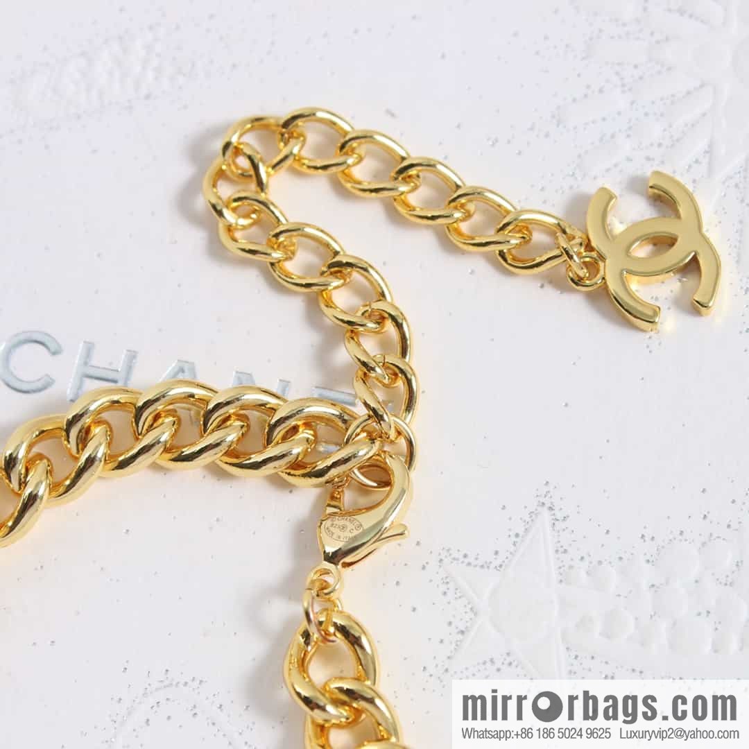 New ☑️ Chanel Double C Square Acrylic Gold Necklace Necklace
