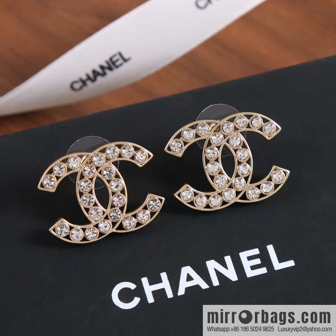 New ☑️ CHANEL CHANEL C1 double c full diamond stud earrings
