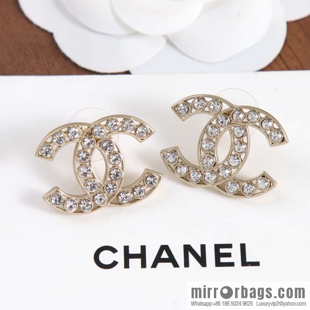 New ☑️ CHANEL CHANEL C1 double c full diamond stud earrings