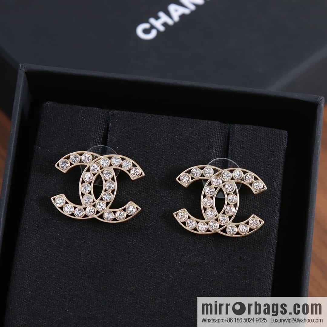 New ☑️ CHANEL CHANEL C1 double c full diamond stud earrings