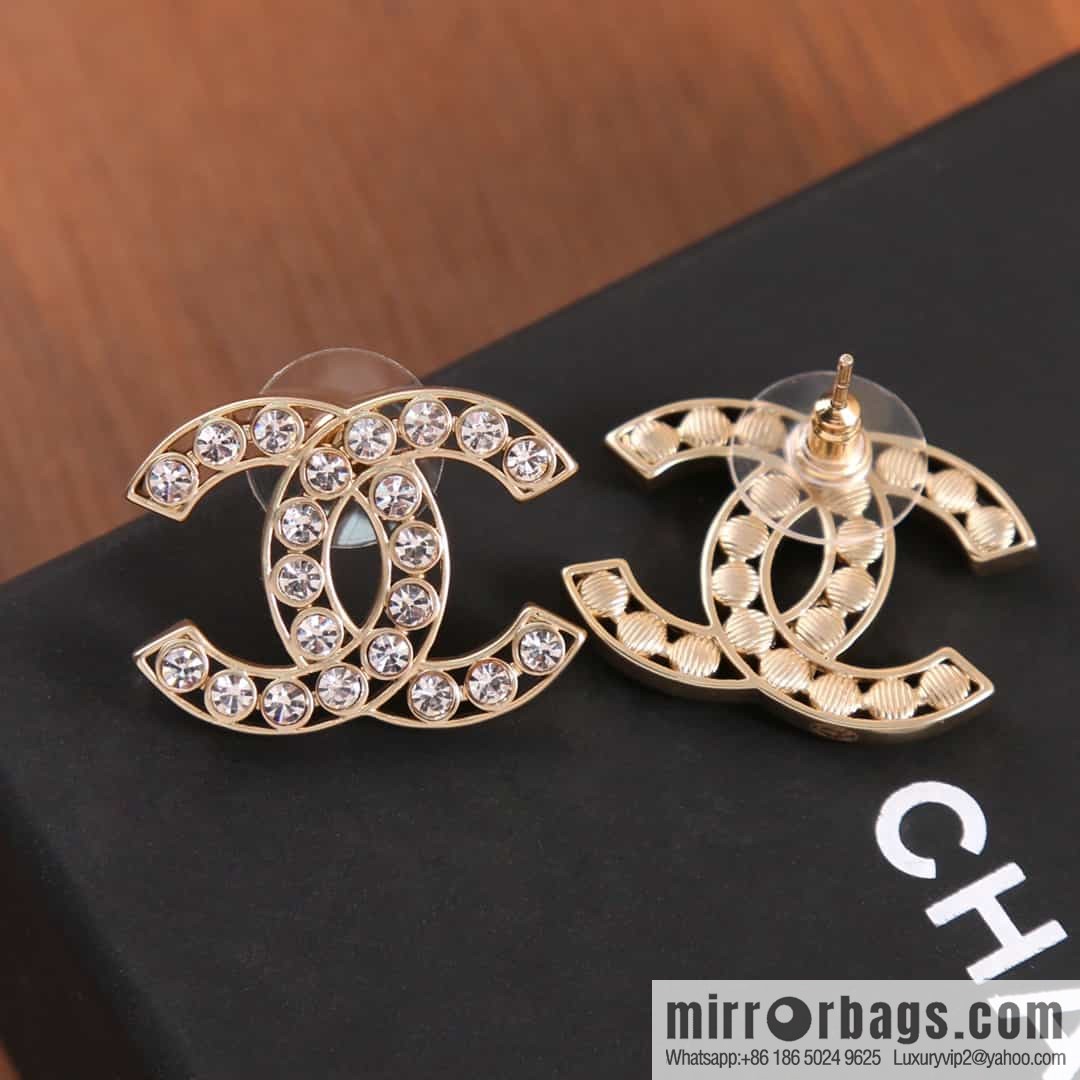 New ☑️ CHANEL CHANEL C1 double c full diamond stud earrings
