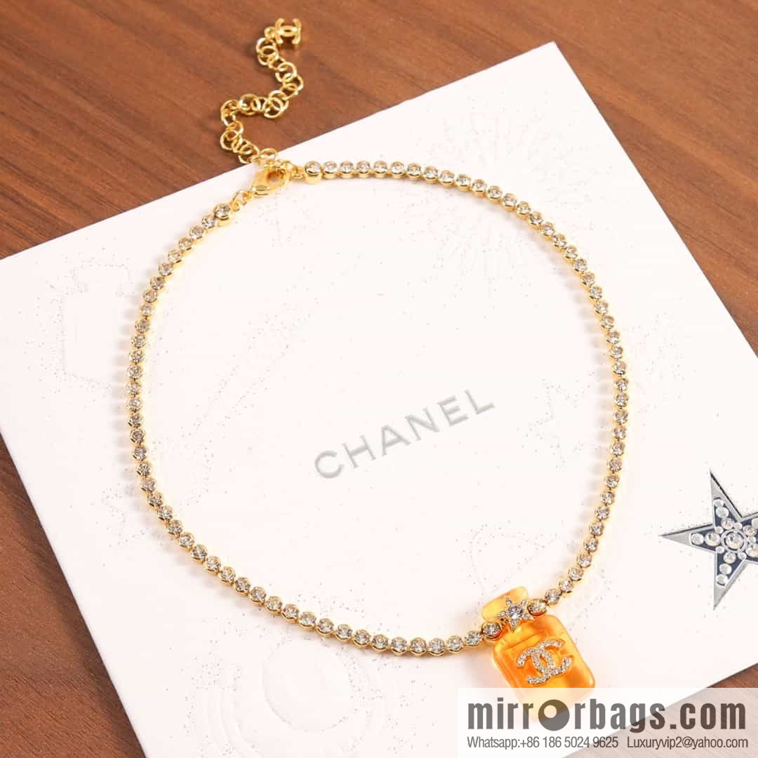 New ☑️ Chanel double c orange yellow perfume bottle necklace
