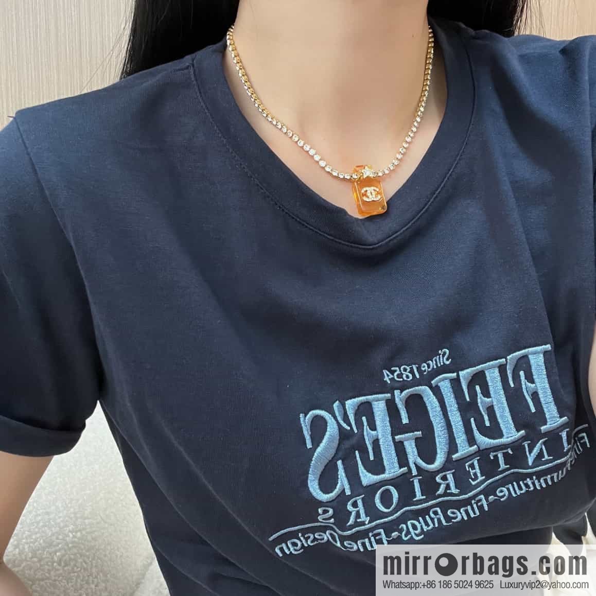 New ☑️ Chanel double c orange yellow perfume bottle necklace