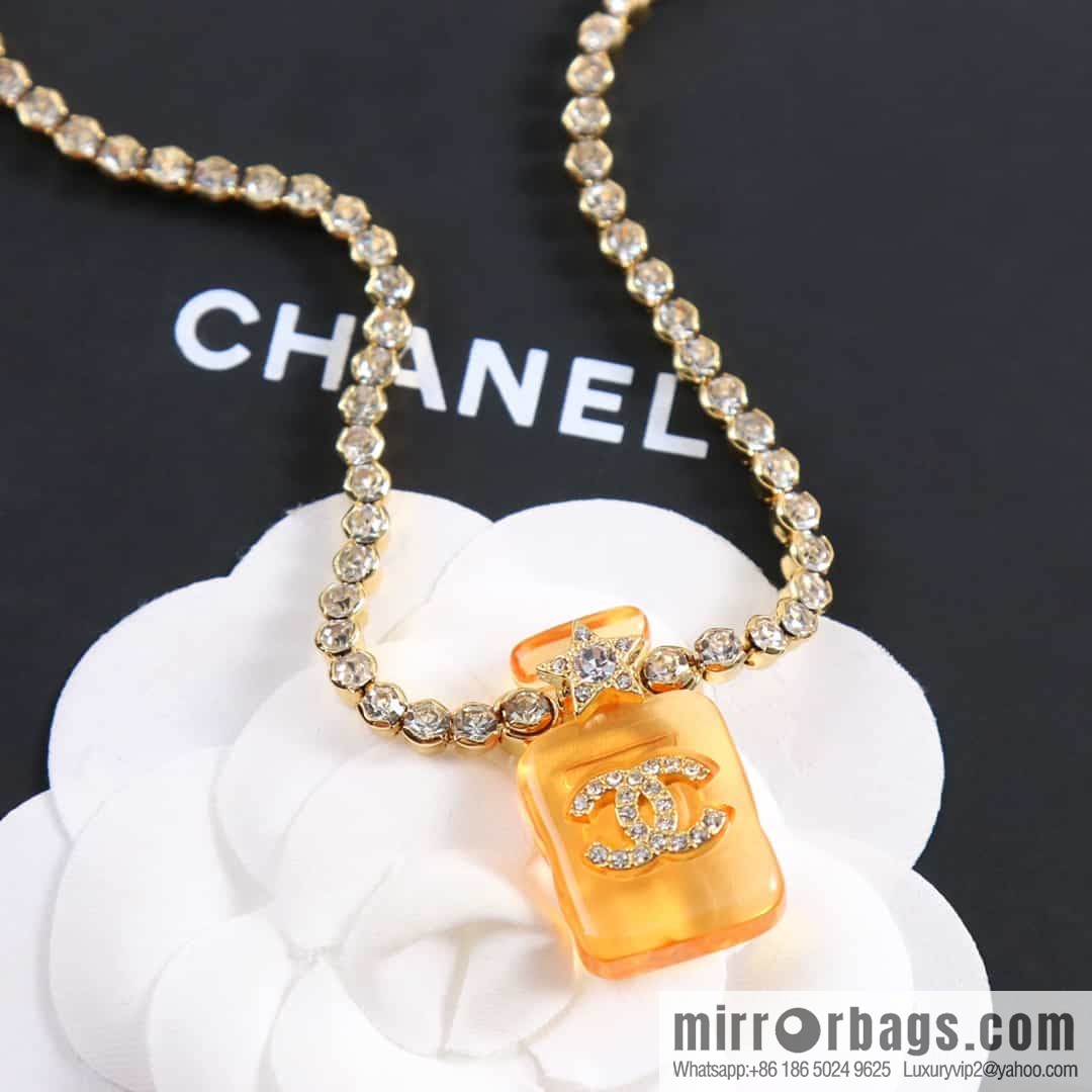 New ☑️ Chanel double c orange yellow perfume bottle necklace