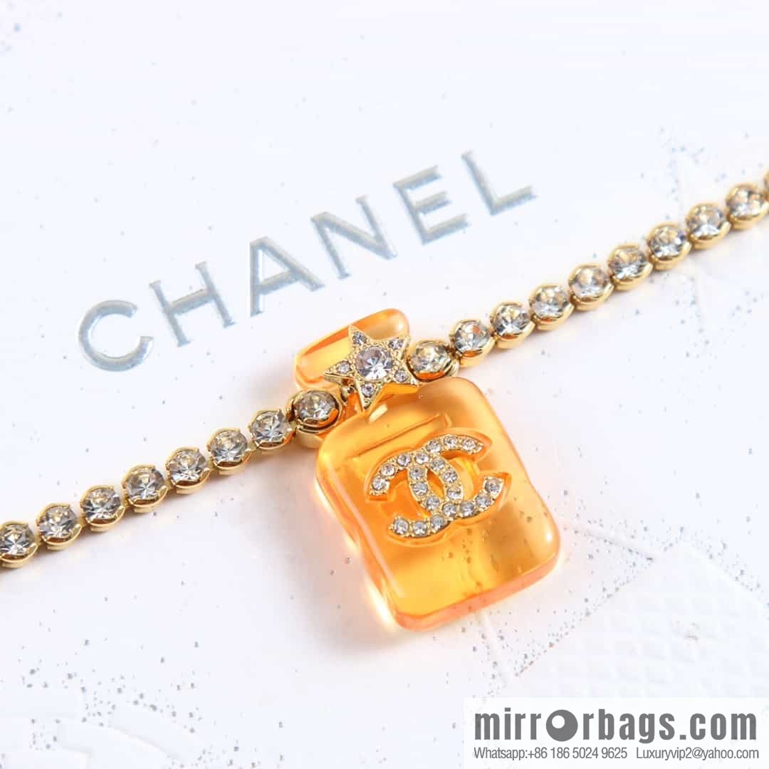 New ☑️ Chanel double c orange yellow perfume bottle necklace
